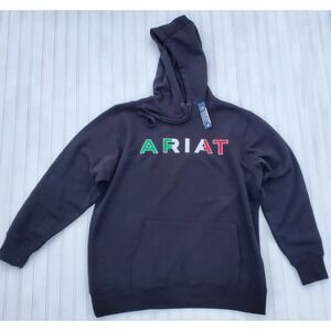 NWT Ariat Real Womens Black Hoodie Sweatshirt Mexico Hooded Pullover Size 1X